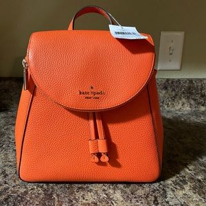 kate spade leila medium flap pebbled leather backp